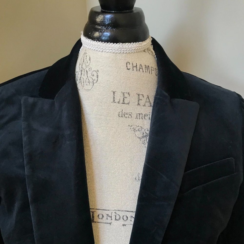 NWT JCrew Willa Velvet Blazer Jacket Womens 0 Black Stretch One Button Coat NEW - Picture 6 of 13